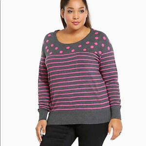 Torrid Polka Dot Striped Sweater